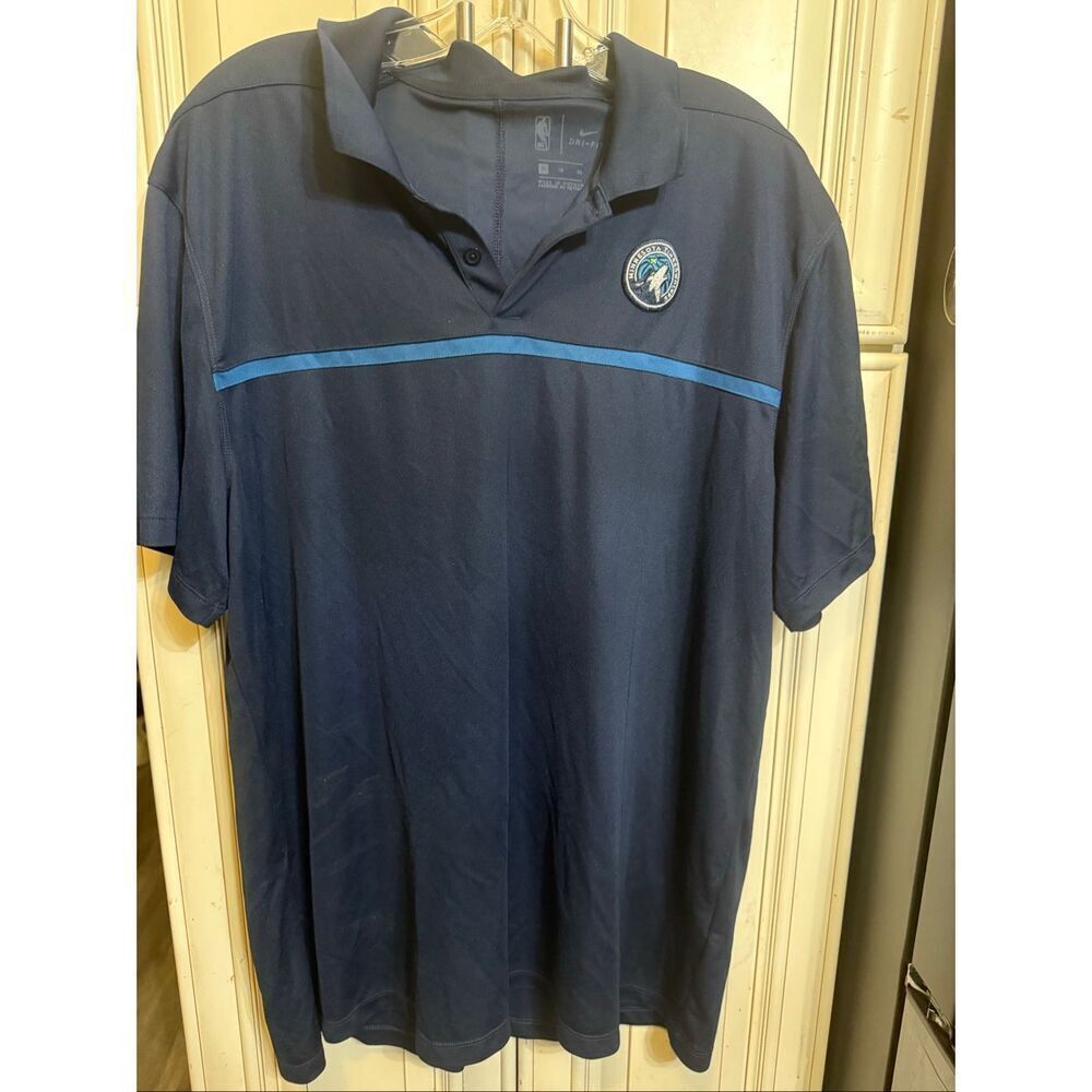 Nike Men's Dri-fit NBA Minnesota Timberwolves Short Sleeve Polo Shirt Blue XL